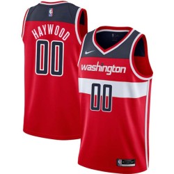 Red Brendan Haywood Twill Basketball Jersey -Wizards #00 Haywood Twill Jerseys, FREE SHIPPING