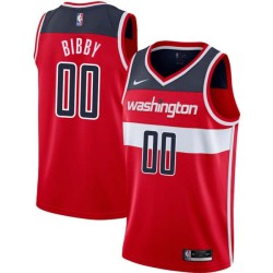 Red Mike Bibby Twill Basketball Jersey -Wizards #00 Bibby Twill Jerseys, FREE SHIPPING