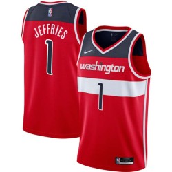 Red Jared Jeffries Twill Basketball Jersey -Wizards #1 Jeffries Twill Jerseys, FREE SHIPPING