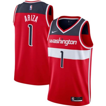 Red Trevor Ariza Twill Basketball Jersey -Wizards #1 Ariza Twill Jerseys, FREE SHIPPING