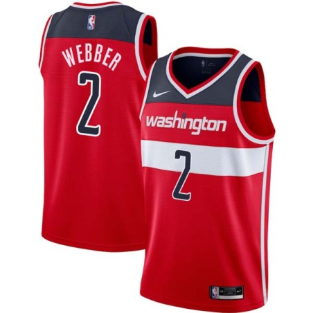 Red Chris Webber Twill Basketball Jersey -Wizards #2 Webber Twill Jerseys, FREE SHIPPING