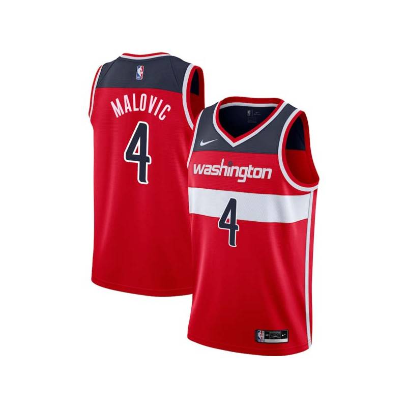 Red Steve Malovic Twill Basketball Jersey -Wizards #4 Malovic Twill Jerseys, FREE SHIPPING