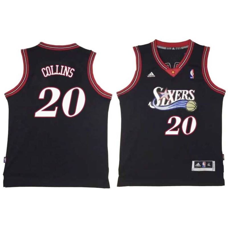 Black Throwback Doug Collins Twill Basketball Jersey -76ers #20 Collins Twill Jerseys, FREE SHIPPING