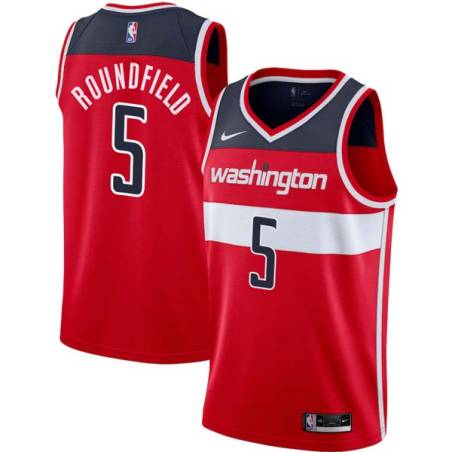 Red Dan Roundfield Twill Basketball Jersey -Wizards #5 Roundfield Twill Jerseys, FREE SHIPPING