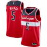 Red Darrell Walker Twill Basketball Jersey -Wizards #5 Walker Twill Jerseys, FREE SHIPPING