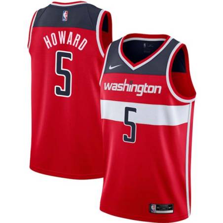 Red Juwan Howard Twill Basketball Jersey -Wizards #5 Howard Twill Jerseys, FREE SHIPPING