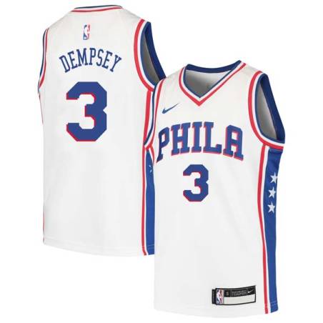 White George Dempsey Twill Basketball Jersey -76ers #3 Dempsey Twill Jerseys, FREE SHIPPING