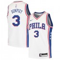 White George Dempsey Twill Basketball Jersey -76ers #3 Dempsey Twill Jerseys, FREE SHIPPING