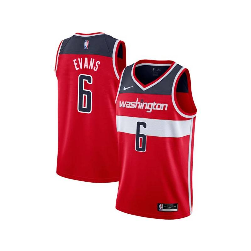 Red Maurice Evans Twill Basketball Jersey -Wizards #6 Evans Twill Jerseys, FREE SHIPPING