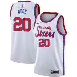 White Classic Leon Wood Twill Basketball Jersey -76ers #20 Wood Twill Jerseys, FREE SHIPPING