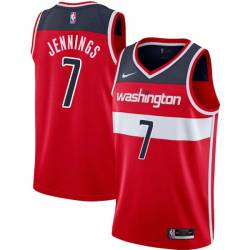 Red Brandon Jennings Twill Basketball Jersey -Wizards #7 Jennings Twill Jerseys, FREE SHIPPING