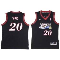 Black Throwback Leon Wood Twill Basketball Jersey -76ers #20 Wood Twill Jerseys, FREE SHIPPING