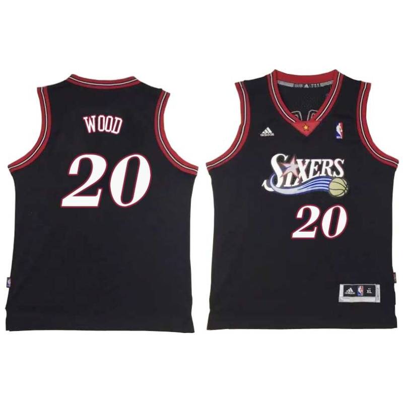 Black Throwback Leon Wood Twill Basketball Jersey -76ers #20 Wood Twill Jerseys, FREE SHIPPING