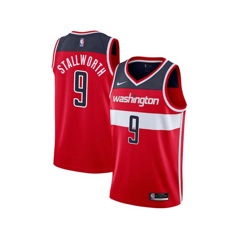 Red Dave Stallworth Twill Basketball Jersey -Wizards #9 Stallworth Twill Jerseys, FREE SHIPPING