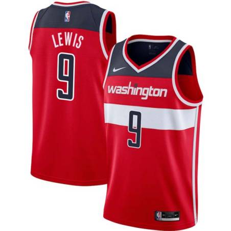 Red Rashard Lewis Twill Basketball Jersey -Wizards #9 Lewis Twill Jerseys, FREE SHIPPING