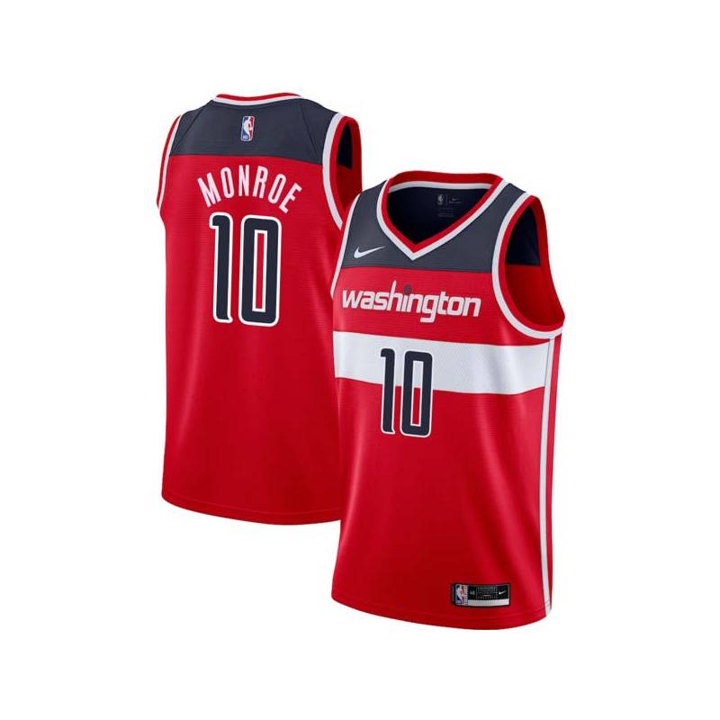 Red Earl Monroe Twill Basketball Jersey -Wizards #10 Monroe Twill Jerseys, FREE SHIPPING