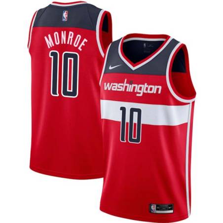 Red Earl Monroe Twill Basketball Jersey -Wizards #10 Monroe Twill Jerseys, FREE SHIPPING