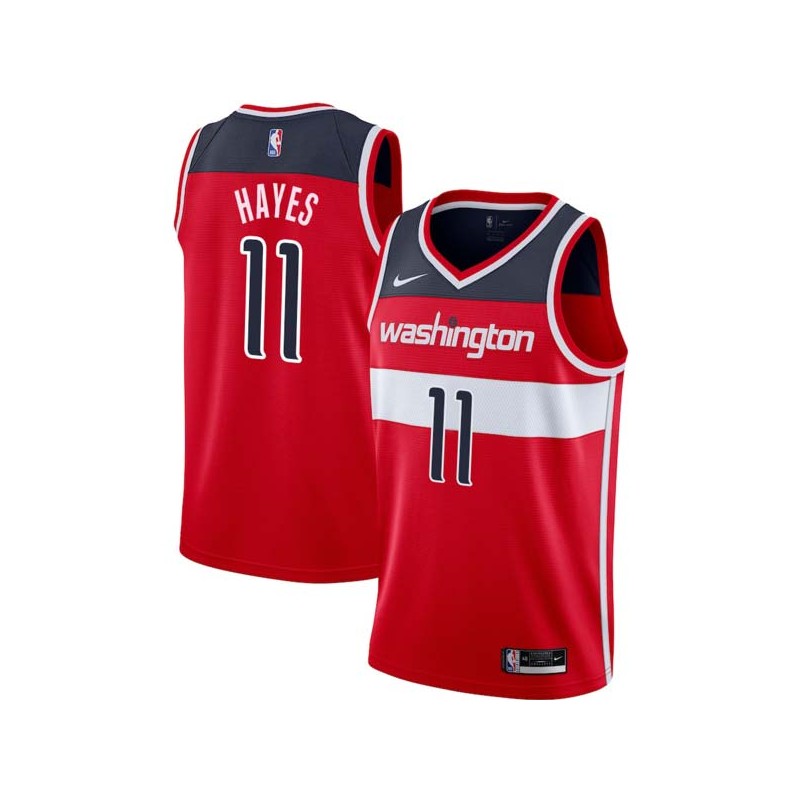 Red Elvin Hayes Twill Basketball Jersey -Wizards #11 Hayes Twill Jerseys, FREE SHIPPING