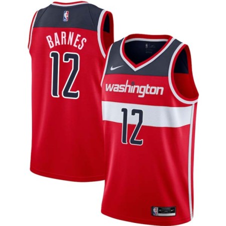 Red Jim Barnes Twill Basketball Jersey -Wizards #12 Barnes Twill Jerseys, FREE SHIPPING