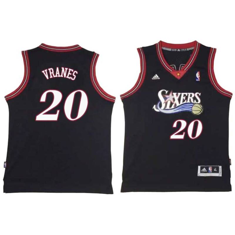 Black Throwback Danny Vranes Twill Basketball Jersey -76ers #20 Vranes Twill Jerseys, FREE SHIPPING