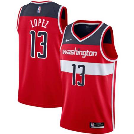 Red Felipe Lopez Twill Basketball Jersey -Wizards #13 Lopez Twill Jerseys, FREE SHIPPING