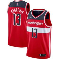 Red Kevin Seraphin Twill Basketball Jersey -Wizards #13 Seraphin Twill Jerseys, FREE SHIPPING