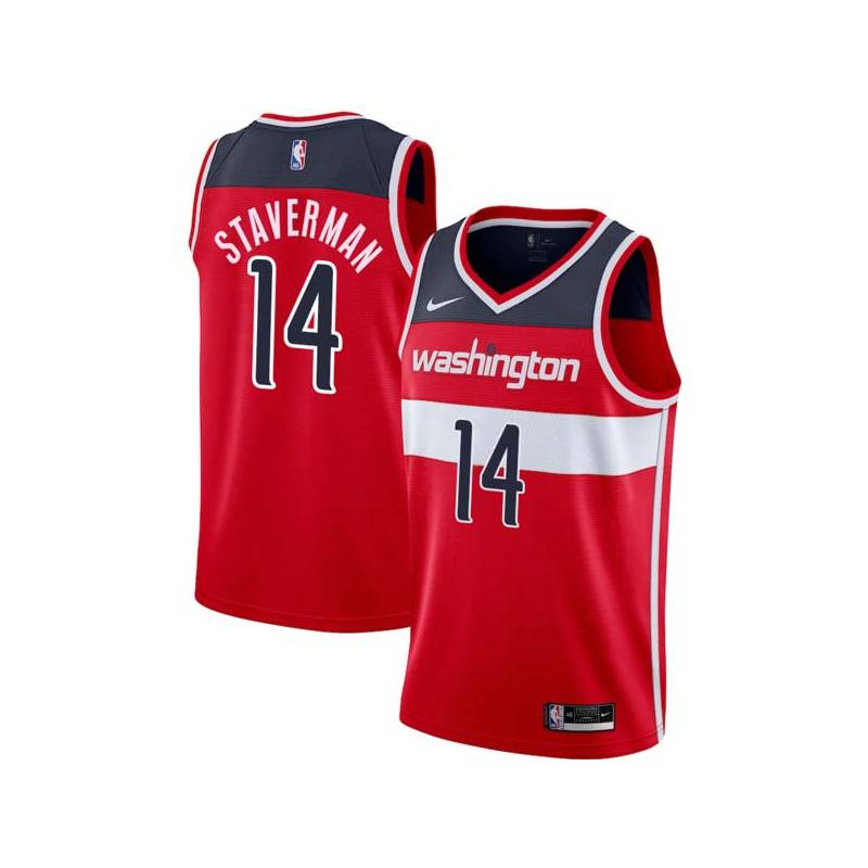 Red Larry Staverman Twill Basketball Jersey -Wizards #14 Staverman Twill Jerseys, FREE SHIPPING