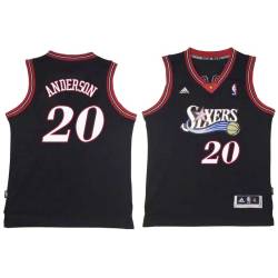 Black Throwback Ron Anderson Twill Basketball Jersey -76ers #20 Anderson Twill Jerseys, FREE SHIPPING