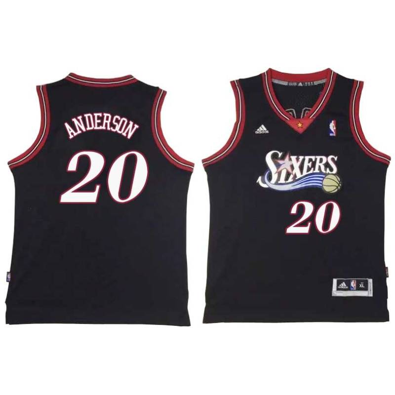 Black Throwback Ron Anderson Twill Basketball Jersey -76ers #20 Anderson Twill Jerseys, FREE SHIPPING