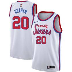 White Classic Greg Graham Twill Basketball Jersey -76ers #20 Graham Twill Jerseys, FREE SHIPPING