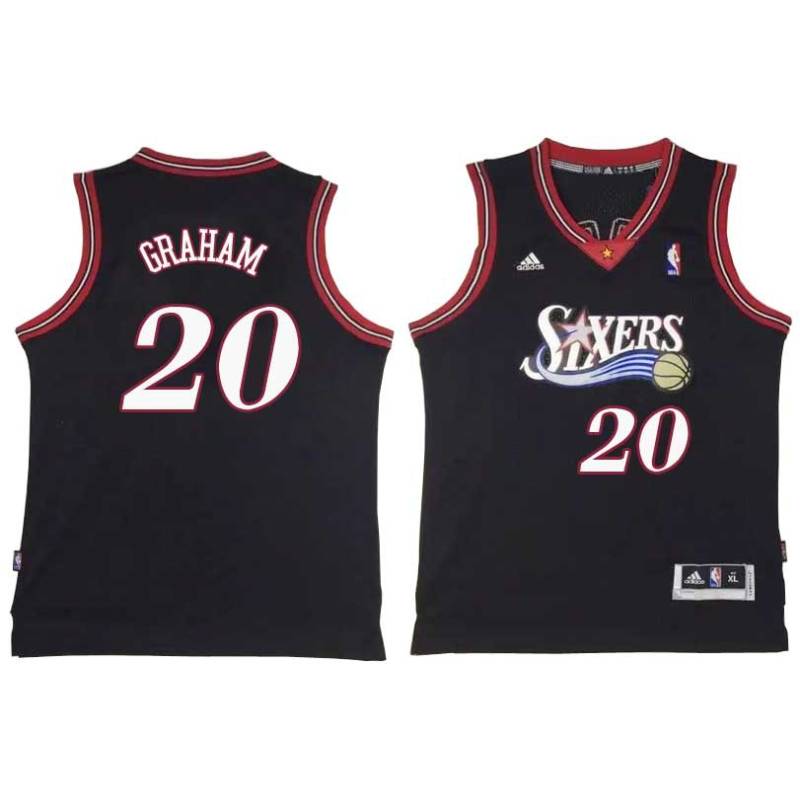 Black Throwback Greg Graham Twill Basketball Jersey -76ers #20 Graham Twill Jerseys, FREE SHIPPING