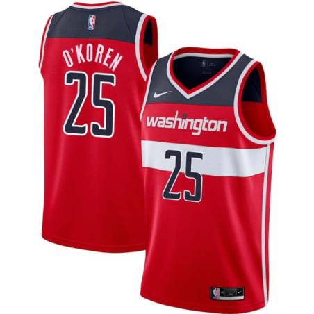 Red Mike O'Koren Twill Basketball Jersey -Wizards #25 O'Koren Twill Jerseys, FREE SHIPPING