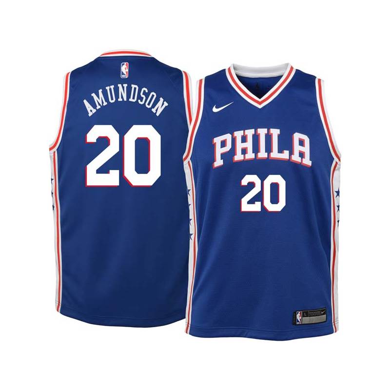 Blue Lou Amundson Twill Basketball Jersey -76ers #20 Amundson Twill Jerseys, FREE SHIPPING