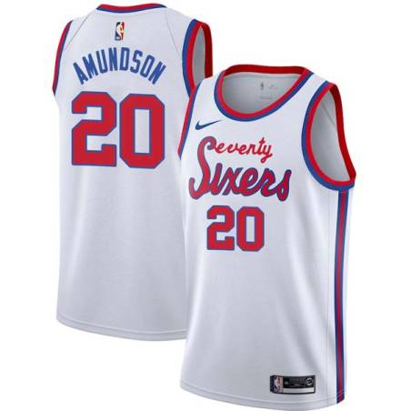 White Classic Lou Amundson Twill Basketball Jersey -76ers #20 Amundson Twill Jerseys, FREE SHIPPING