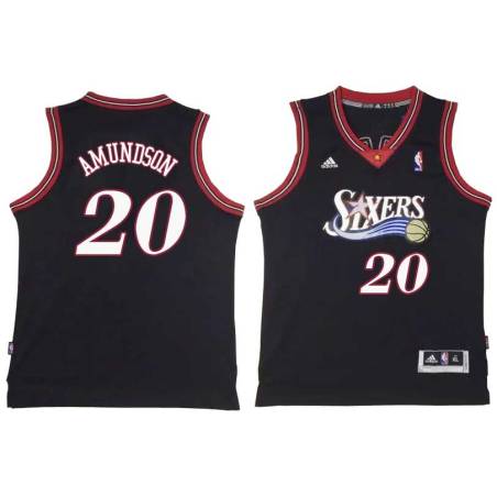 Black Throwback Lou Amundson Twill Basketball Jersey -76ers #20 Amundson Twill Jerseys, FREE SHIPPING