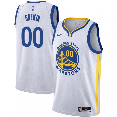 White Norm Grekin Twill Basketball Jersey -Warriors #00 Grekin Twill Jerseys, FREE SHIPPING