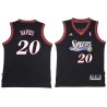 Black Throwback Brandon Davies Twill Basketball Jersey -76ers #20 Davies Twill Jerseys, FREE SHIPPING