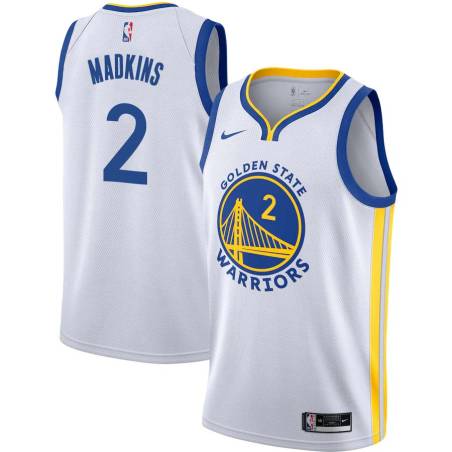 White Gerald Madkins Twill Basketball Jersey -Warriors #2 Madkins Twill Jerseys, FREE SHIPPING