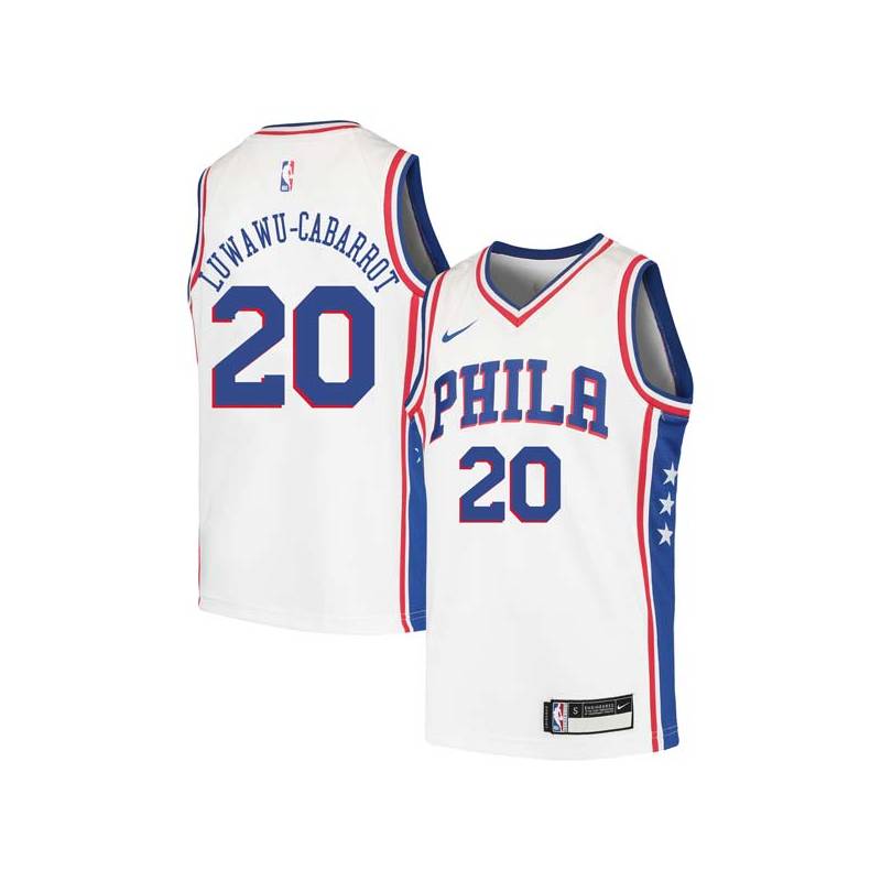 White Timothe Luwawu-Cabarrot Twill Basketball Jersey -76ers #20 Luwawu-Cabarrot Twill Jerseys, FREE SHIPPING