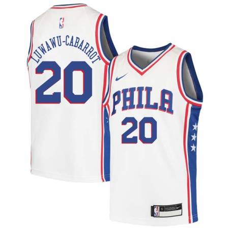 White Timothe Luwawu-Cabarrot Twill Basketball Jersey -76ers #20 Luwawu-Cabarrot Twill Jerseys, FREE SHIPPING