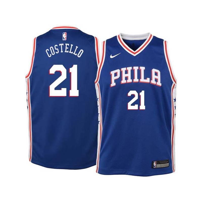 Blue Larry Costello Twill Basketball Jersey -76ers #21 Costello Twill Jerseys, FREE SHIPPING