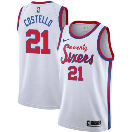 White Classic Larry Costello Twill Basketball Jersey -76ers #21 Costello Twill Jerseys, FREE SHIPPING