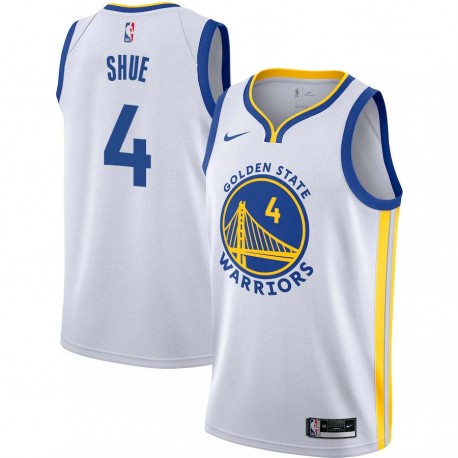 White Gene Shue Twill Basketball Jersey -Warriors #4 Shue Twill Jerseys, FREE SHIPPING