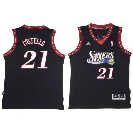 Black Throwback Larry Costello Twill Basketball Jersey -76ers #21 Costello Twill Jerseys, FREE SHIPPING