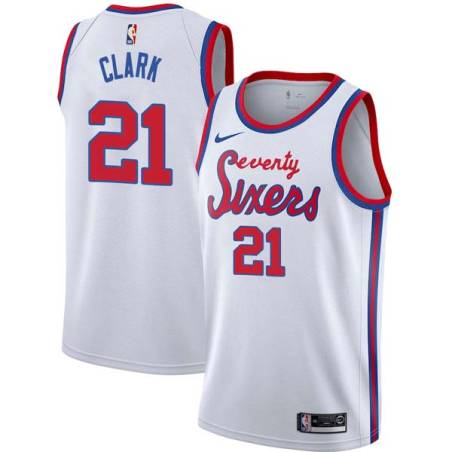 White Classic Archie Clark Twill Basketball Jersey -76ers #21 Clark Twill Jerseys, FREE SHIPPING