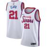 White Classic Archie Clark Twill Basketball Jersey -76ers #21 Clark Twill Jerseys, FREE SHIPPING