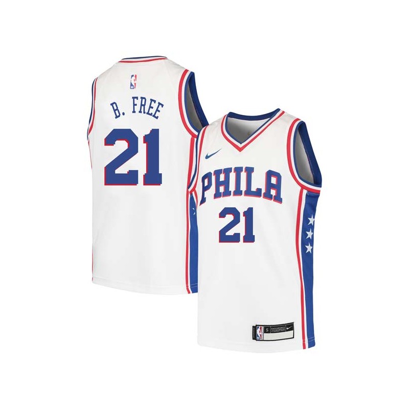 White World B. Free Twill Basketball Jersey -76ers #21 Free Twill Jerseys, FREE SHIPPING