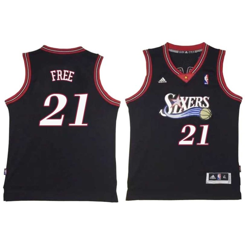 Black Throwback World B. Free Twill Basketball Jersey -76ers #21 Free Twill Jerseys, FREE SHIPPING