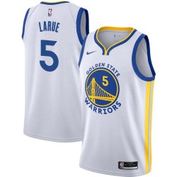 White Rusty LaRue Twill Basketball Jersey -Warriors #5 Larue Twill Jerseys, FREE SHIPPING