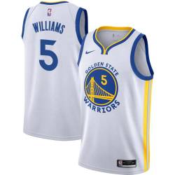 White Marcus Williams Twill Basketball Jersey -Warriors #5 Williams Twill Jerseys, FREE SHIPPING